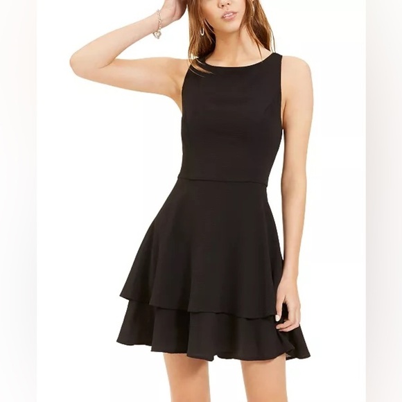 B DARLIN Juniors' Double-Hem A-Line Dress - Picture 4 of 16